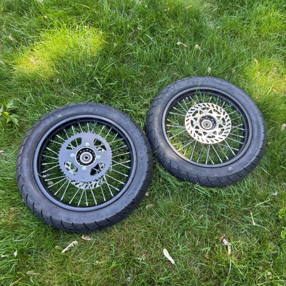 CHROME or BLACK 14" Supermoto Wheelsets